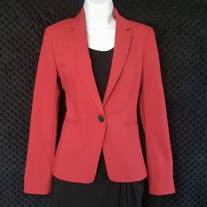 Express Notch Collar One Button Blazer Red Sz 2